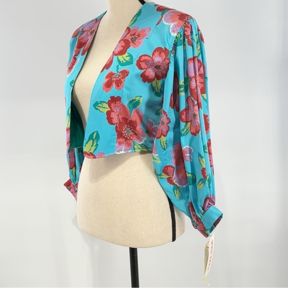 Kenzo Paris Floral Cropped Bolero Jacket Size S – Made in France 100% Cotton NWT - Picture 8 of 13